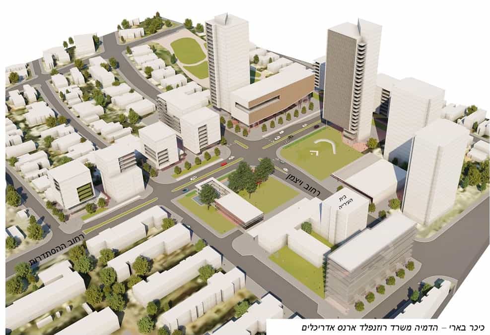 הדמיות תוכנית האב כיכר בארי בחולון // תכנון: רוזנפלד-ארנס אדריכלים
