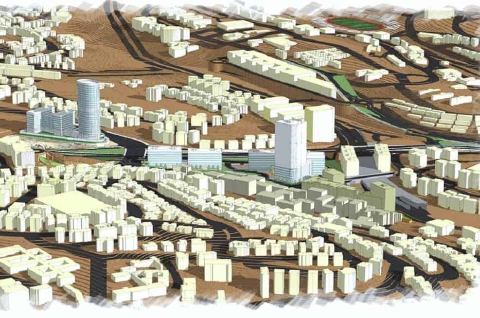 הדמיית ממתחם עסקים עמק ציון // ארי כהן אדריכלים