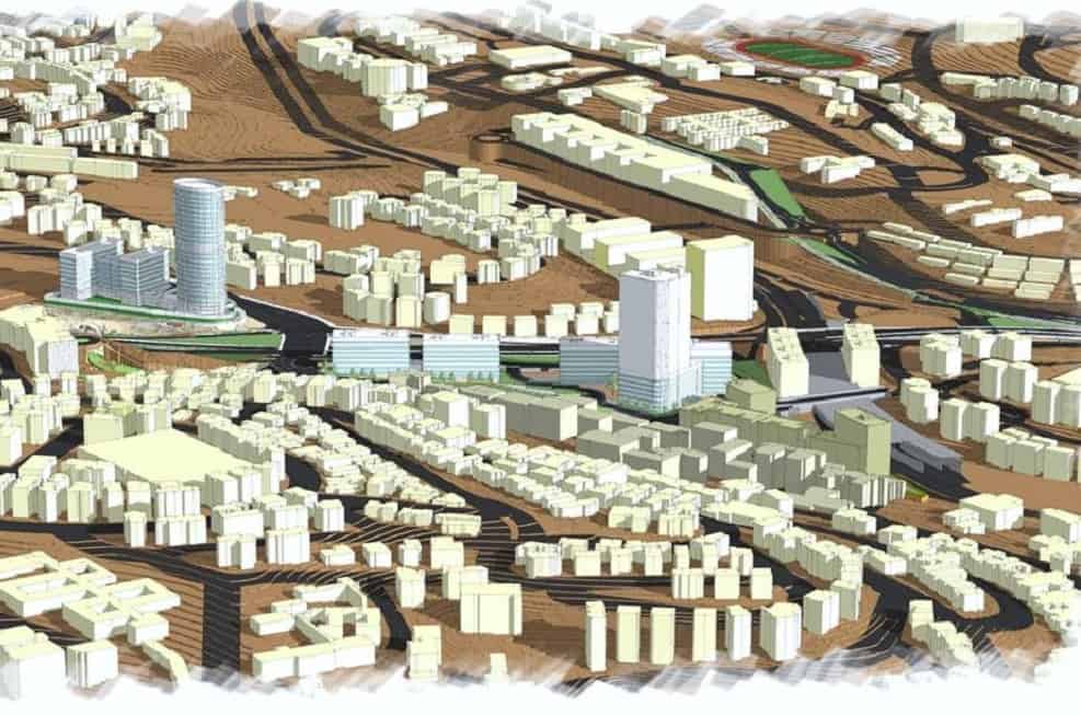 הדמיית ממתחם עסקים עמק ציון // ארי כהן אדריכלים