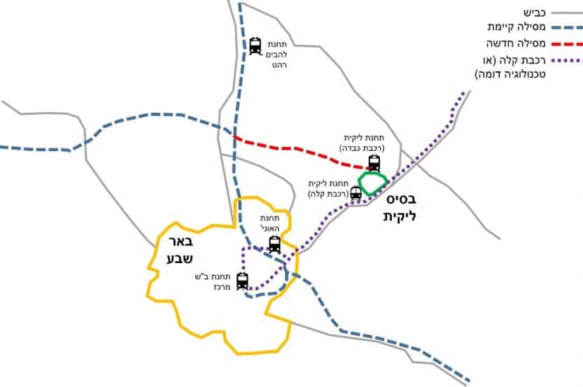 מפה - רכבת לבסיס אמ"ן ליקית // באדיבות דוברות משרד התחבורה 