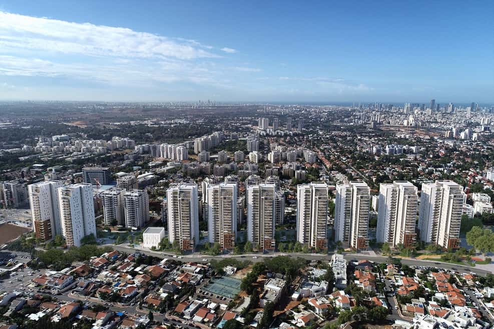 הדמיה של פרויקט - פינוי -בינוי של בוני התיכון בקריית אונו // viewpoint