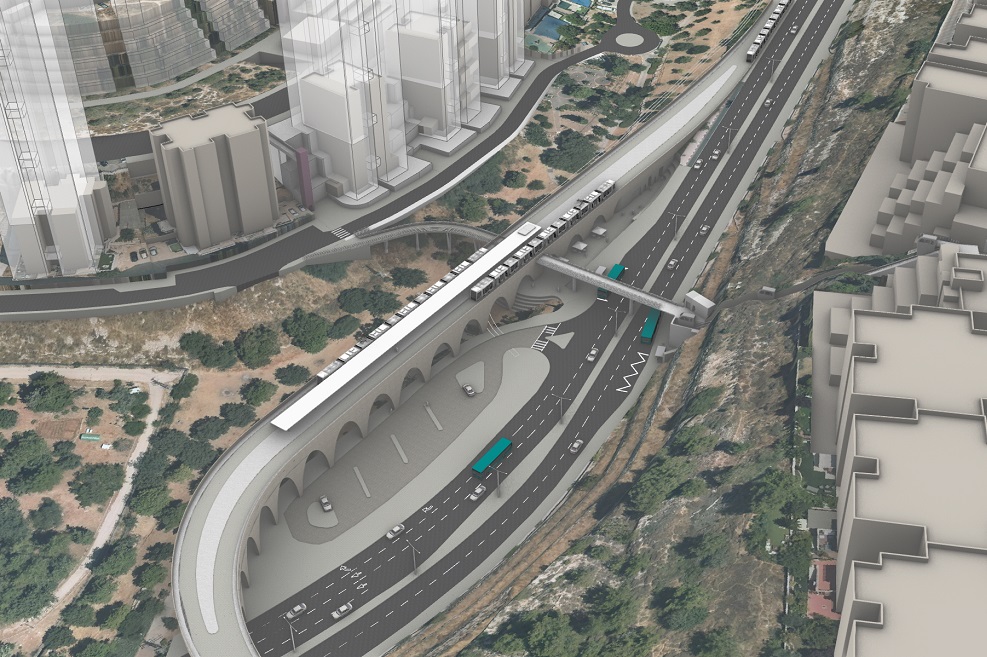תחנת קוליץ הקו הסגול ירושלים // הדמיה: צוות תוכנית אב לתחבורה ירושלים