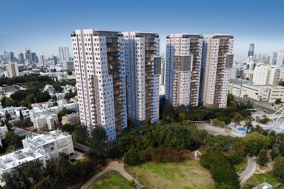 פרויקט התחדשות עירונית של חברת אחים דוניץ במתחם ההסתדרות בגבעתיים // הדמיה: סטודיו אלכס לובימוב