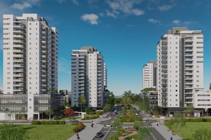 פרויקט של אביסרור בשכונת האקליפטוס בבאר יעקב // הדמיה: סנפשש רועי