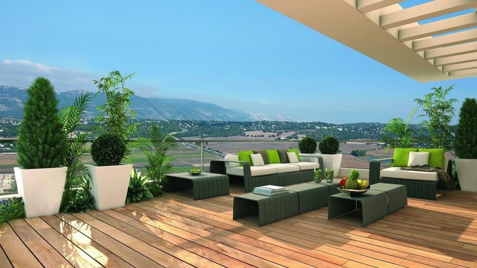 מרפסת פנטהאוז בפרויקט גבעת אלונים של חברת שרביב בקרית אתא // הדמייה וויו פוינט