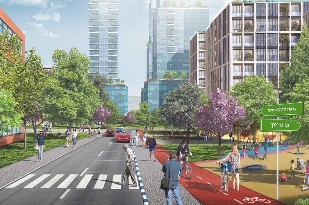 התחדשות רחוב בן גוריון בגבעתיים // הדמיה: ברל לוי אדריכלים ומתכנני ערים