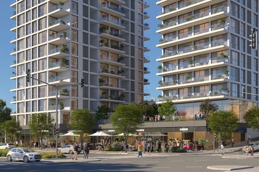 התחדשות עירונית ברחוב אבא הלל, רמת גן // הדמיה: בר לוי אדריכלים