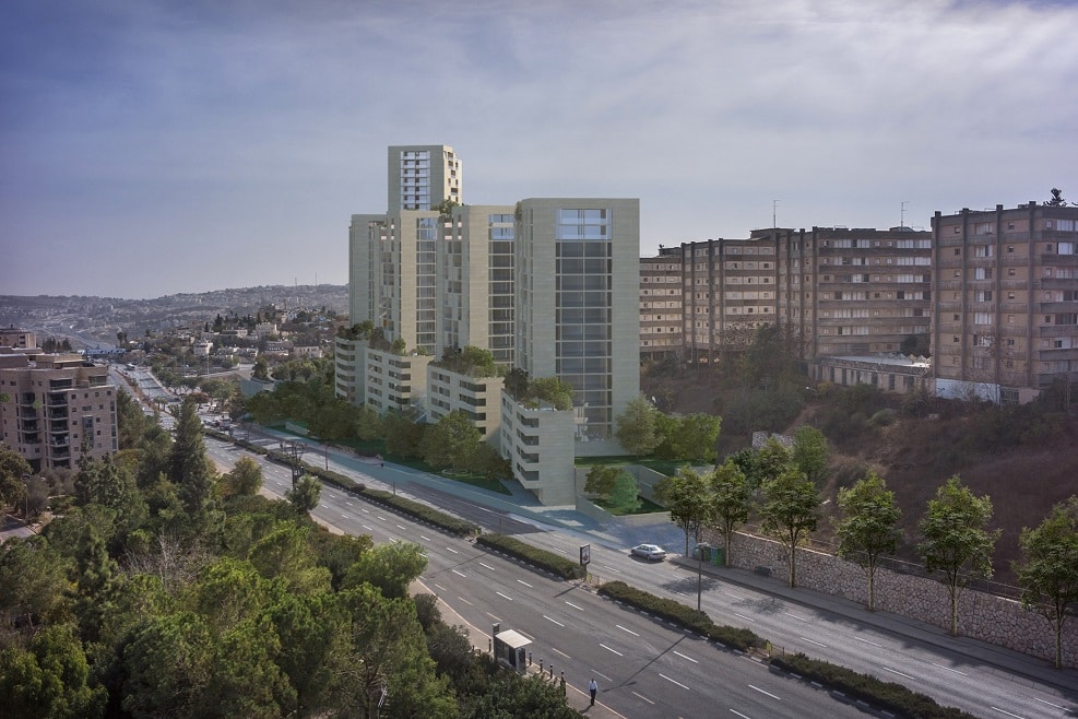 פינוי בינוי של חברת אזורים בשכונת היובל בירושלים // הדמיה: קולקר קולקר אפשטיין אדריכלים