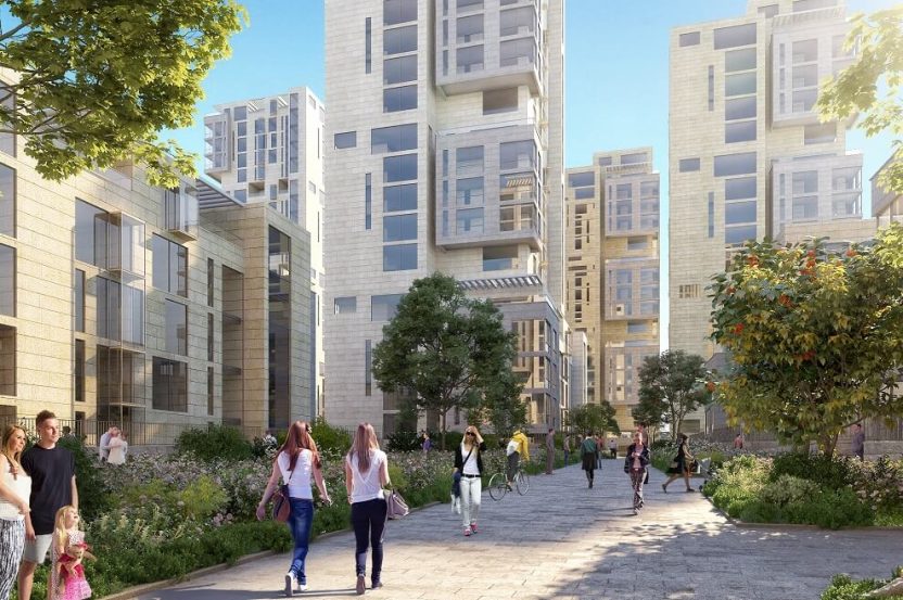 אקרו ובית וגג בשכונת גילה // הדמיה: עמידר