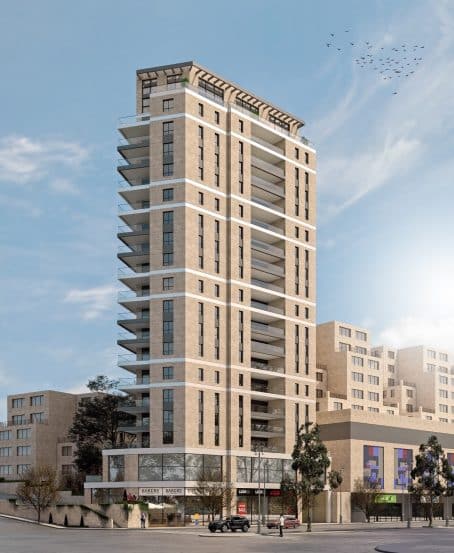 פינוי בינוי ברחוב אגריפס בירושלים של חברת טרא נדל"ן // הדמיה: ביטמן - בן צור אדריכלים