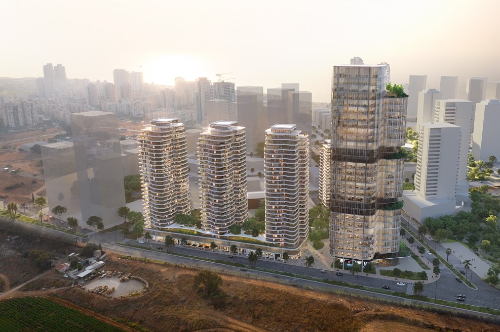מתחם רובע "אופק הים" בנתניה של חברת אקרו נדל"ן // הדמיה: משרד קיקה ברא"ז אדריכלים ומתכנני ערים