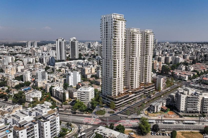 פרויקט עירוב שימושים  של קבוצת נדלן חכם תכנון CityBee אדריכלים // הדמיה: Snapshot