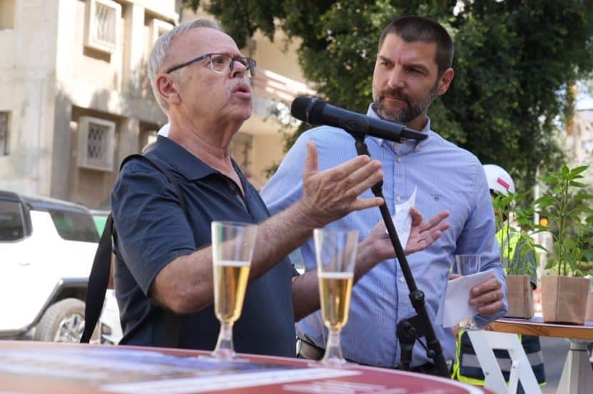 מימין: עומר גוגנהיים, יוסף רחמיאל רלו באירוע ההריסה // צילום: ינאי אלפסי