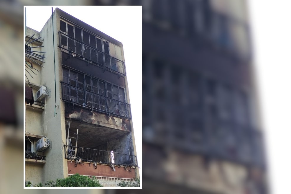 הבניין השרוף בסוקולוב 13 כפר סבא // צילום: חבר הנציגות אבי ניסן