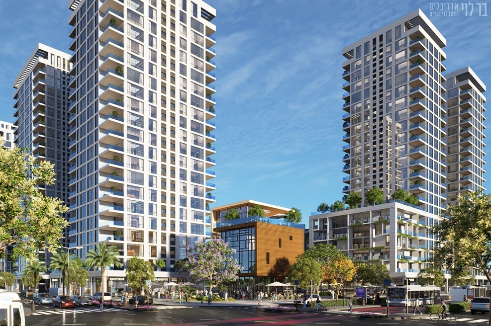 מתחם הרצל-סיני ויצחק הנשיא אשדוד // הדמיה: בר לוי אדריכלים ומתכנני ערים